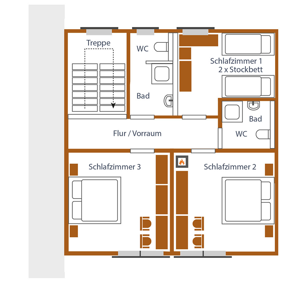 Chalet Grundriss Obergeschoss